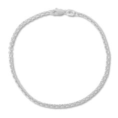 This stylish women's bracelet features dynamic rolo links fashioned of 14K white gold. The bracelet is 7 inches long and is secured with a lobster clasp and the links are approximately 2.5mm wide. White Gold Link Charm Bracelet With Jubilee Design, White Gold Jubilee Link Charm Bracelet, White Gold Jubilee Chain Bracelet With Oval Links, Classic Rolo Chain Link Bracelets, Classic White Gold Charm Bracelet With Lobster Clasp, Classic Link Chain Bracelet With Rolo Chain, Classic Chain Bracelet With Rolo Chain, Classic White Gold Rolo Chain Bracelet, Formal Bracelet With Rolo Chain Link