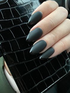 Matte Black With Shiny Tip, Matt Nail With Glossy Tip, Half Matte Half Gloss Nails Black, Matte Tip Nails Almond, Mat Black Nails With Shiny Tip, Matte Black Nails With Gloss French Tip, Matte And Glossy Nails French Tip, Black Nail Designs Matte And Gloss, Matte And Gloss French Tip Nails