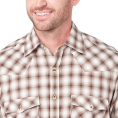 When it comes to western shirts, the Valley or "El Valle" has been well-tested for long-lasting comfort and quality. Named after the Rio Grande Valley, this long-sleeve western comes with all the tried-and-true details, including two flap pockets and a western front and back yoke. In the field or at the table, the Valley runs deep with tradition and function. Model is 6'1 and wearing size M. Western Style Brown Tops For Ranch, Western Long Sleeve Flannel Shirt For Rodeo, Collared Shirt For Ranch In Fall, Long Sleeve Brown Shirt For Ranch, Western Long Sleeve Flannel Shirt With Button Closure, Western Style Long Sleeve Flannel Shirt With Buttons, Western Long Sleeve Shirt With Button Closure, Western Style Button-up Ranch Shirt, Western Collared Tops For Ranch