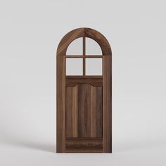 Round Top Door with Four Glass Panel Window in Black walnut Single Arched Front Door Solid Wood, Arched Dutch Doors Exterior, Round Top Door Entrance, Wood Arch Front Door, Arch Front Door Exterior, Rounded Front Door, Rounded Doorway, Arch Front Door, Round Top Door