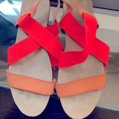 Super Cute Stretchy Orange Sandals Suede Flats Shoes, White Strappy Sandals, Sparkly Flats, Orange Sandals, Pointy Flats, Cutout Heels, Tassel Shoes, Shoes Cute, Grey Heels