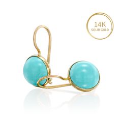 Unique Turquoise Earrings, made of 14K Solid Yellow Gold, Round Shaped, Fine Jewelry for Women, Handmade By AditaGold. These beautiful handmade round turquoise earrings are made of 14K yellow gold and are carefully handcrafted at my workshop in Israel. Turquoise is December's birthstone, and these solid gold turquoise earrings will be perfect for any occasion. They are classic and elegant and will add a beautiful boho chic to a day or evening look. Item details * A pair of earrings. * Material: Turquoise Cabochon Drop Earrings, Turquoise Cabochon Dangle Jewelry, Unique Turquoise Earrings, Silver Bridal Earrings, Silver Chain Earrings, Bezel Earrings, Lapis Lazuli Jewelry, Gemstone Drop Earrings, Bridal Earrings Drop