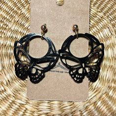 Laser Cut Black Acrylic Butterfly Earrings With Gold Tone Studs. Bundle Two Or More To Save. Acrylic Butterfly, Black Acrylic, Black Acrylics, Butterfly Earrings, Earrings Color, Black Silver, Laser Cut, Silver Tone, Gold Tones