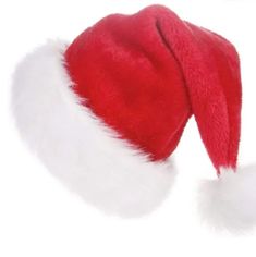 a red and white santa hat on top of a white background