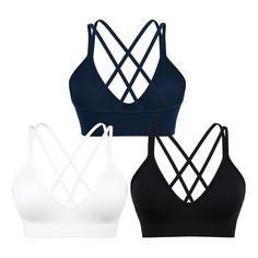 PRICES MAY VARY. 【Soft & Comfortable Material】The strappy sports bra made with 92% nylon, 8% spandex. This lightweight, high elasticity, comfortable and breathable fabric gives your body cool and dry. 【Sexy V-Front Sports Bras】This padded sports bra made v neck front design, the deep v-neck will make a slight force on your breast gently, bring a Pushing Effect, up & mid, give you a complete and sexy cleavage. 【Unique Strappy Back Design】Sexy Cross Back Design offers a extra back support, beautif Crisscross Sports Bra With Built-in Bra, Strappy Sports Bra With Light Support And Stretch, Yoga Sports Bra With Crisscross Straps, Crisscross Straps Sports Bra For Yoga, Crisscross Sports Bra For Yoga, Crisscross Strap Sports Bra For Yoga, Athleisure Sports Bra With Crisscross Straps, Strappy Sports Bra With Light Support, Strappy Sports Bra With Crisscross Straps For Gym