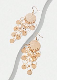 These Metal Disc Tassel Drop Earrings are a stylish addition to any outfit. The gold color and zinc alloy material make them both elegant and durable. With their unique design and expert craftsmanship, these earrings are sure to elevate your look with a touch of sophistication. Product Size: 10.2cm3.5cm * Return and exchange are not supported Gold Alloy Earrings For Party, Gold Alloy Party Earrings, Elegant Metal Dangle Tassel Earrings, Elegant Metal Tassel Drop Earrings, Gold Nickel-free Alloy Earrings, Gold Alloy Earrings, Nickel Free, Nickel-free Gold Alloy Earrings, Trendy Gold Metal Earrings, Metal Tassel Drop Earrings For Party