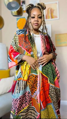 Chic Multicolor Patchwork Outerwear, Chic Long Sleeve Robe For Fall, Chic Multicolor Long Outerwear, Chic Long Multicolor Outerwear, Multicolor Long Sleeve Outerwear With Vibrant Print, Spring Kimono With Abstract Print, Multicolor Cardigan For Vacation, Chic Wrap Robe For Fall, Chic Fall Wrap Robe