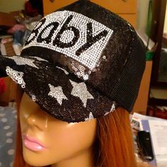 Cute Snap Back Cap That Has Baby Blinged Out On The Front Of The Cap. It Will Add Real Life Sparkling Pizazz To Any Style. *Comes With A Free Gift Black Snapback Trucker Hat For Party, Trendy Black Trucker Hat For Party, Black Snapback Baseball Cap For Party, Ny Hat, Black Wool Hat, Snap Back Cap, White Baseball Cap, Cute Caps, Wide Brim Sun Hat