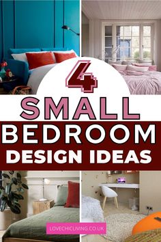 four small bedroom design ideas with text overlay