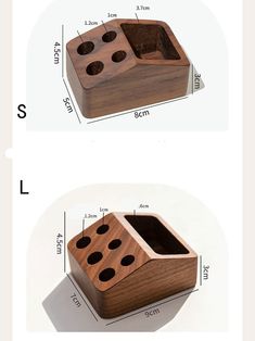 two wooden dices sitting on top of each other with holes in the middle and bottom