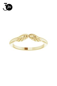 14K yellow gold angel wings stackable band ring. Gold Angel Wings, Gold Angel, Stackable Bands, Angel Wings, Band Ring, Bangle Bracelet, Band Rings, Bangle Bracelets, Bangles