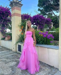 Neue Ankunft für Abschlussballkleid Lange Abschlussballkleider Pink Tulle Prom Dress, Tulle Prom Dress Long, Strapless Organza, Modest Evening Dress, Pink Prom Dress, Prom Dresses Modest, Looks Party, Pink Prom, A Line Prom Dresses