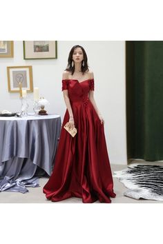 Shop Classy Off Shoulder Burgundy Satin Pleated Evening Dress With Beading online. SheProm offers formal, party, casual & more style dresses to fit your special occasions. Elegant Gown For Homecoming Party, Elegant Gown For Homecoming Party Season, Elegant Homecoming Gown For Party Season, Elegant Homecoming Dresses For Party Season, Floor-length Dress For Homecoming And Party Season, Elegant A-line Homecoming Gown, Floor-length Dresses For Homecoming And Party Season, Floor-length Dresses For Homecoming Party Season, Holiday Homecoming Evening Dress, Floor-length