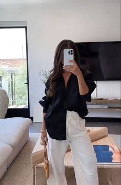 Linen Black Shirt Outfit, Work Outfits Casual, Buisness Casual, Nyc Fits, Elegantes Outfit Frau, Classic Workwear, Work Fits, Mode Zara