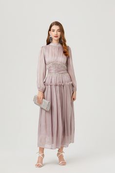 F00257213-413 Pleated A-line Midi Dress For Dinner, A-line Maxi Dress For Fall Dinner, Spring Pleated A-line Long Sleeve Dress, Spring A-line Long Sleeve Pleated Dress, Long Sleeve Pleated Dinner Dress, Fall A-line Midi Dress For Dinner, Feminine A-line Maxi Dress For Fall, Feminine A-line Cocktail Maxi Dress, Pleated Long Sleeve Maxi Dress For Party