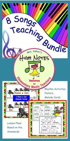 the 8 song teaching bundle includes music and other activities for children to practice their handwriting skills