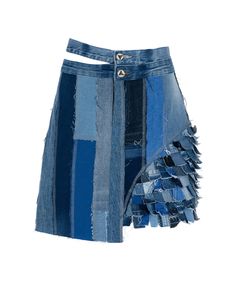 Here are your best blue skirt made from secondhand denim clothes. The composition is 100% cotton fabric.*The composition of the fabric may vary a little depending on the recycled materials. It is made in a patchwork technique to minimize our production waste. We use the pieces that would otherwise end up unused (leftover after producing regular collections).The loops, two side pockets, zip and button up fastening. These are unique patchwork skirt which combine great with tops , shirts, jackets a Upcycle Skirt, Deconstructed Denim, Upcycling Clothes, Denim Clothes, Upcycle Clothes Diy, Double Belt, Denim Ideas, Denim Clothing, Custom Denim