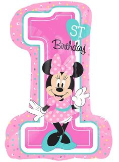 a minnie mouse 1st birthday balloon