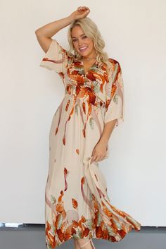 Out Of The Woods Maxi Dress Multi SKU | 93929 Fit | True to size Bust | Relaxed Waist | Relaxed Length | To ankle - maxi Fabric | Rayon Fall Vacation Floral Print Maxi Dress, Short Sleeve Maxi Dress For Beach In Fall, Short Sleeve Maxi Dress For Fall Beach Outing, Short Sleeve Maxi Dress For Fall Beach, Flowy Short Sleeve Maxi Dress For Fall, Beach Maxi Dress For Fall, Maxi Length Fall Vacation Dresses, Floor-length Maxi Dress For Fall Vacation, Beige Maxi Length Dresses For Vacation