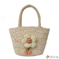 Bird in Bag - New popular straw bags female fashion small flower handbag simple woven handbag Trendy Flower Shaped Bag For Beach, Trendy Flower-shaped Beach Bag, Spring Handheld Straw Beach Bag, Spring Handheld Beach Bag, Spring Flower-shaped Large Capacity Bags, Flower Shaped Summer Bag For Daily Use, Eco-friendly Flower Shaped Bags For Spring, Flower-shaped Summer Bags For Daily Use, White Basket Bag For Spring