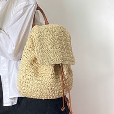 In Stock Fast Shipping from Los Angeles! The Elena Handbags Straw Backpack with Leather Strap is a perfect combination of style and sophistication. The straw body is both delicate and durable, while the leather strap lend a touch of luxury to this classic design. Perfect for the modern fashionista, this backpack is ideal for a luxurious take on everyday style. Inside pocketDrawstring closureAdjustable strap around 30.7 inchesSize approximately: 15"W X 16"H X 1"D Designer Style ID: 8589 Summer Daily Use Shoulder Backpack, Large Capacity Summer Backpack Shoulder Bag, Summer Large Capacity Shoulder Backpack, Beige Satchel Leather Backpack With Adjustable Strap, Beige Leather Satchel Backpack With Adjustable Strap, Chic Adjustable Bags For Travel, Spring Beige Backpack For Daily Use, Chic Large Capacity Beige Backpack, Beige Straw Bag With Adjustable Strap For Travel