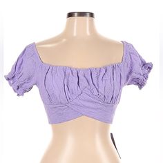 New And Excellent Condition Shein Crop Top. Color Is Purple With Flower Embroideries All Around It. Sexy Tie Back Straps Is Perfect Outfit For Staying Fresh And Cool This Summer! Purple Outfit Summer, Purple Tank Top Outfit, Violet Clothes, Lavender Outfit, Character Clothes, Purple Crop Top, Purple Style, Colorful Crop Tops