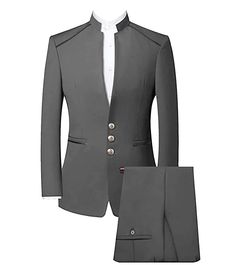 30% Wool / 60% Polyester / 10% Rayon. Flat. Include Blazer + Pants. Stand Lapel. Center Vent. Single button closure. Sleeve Slit 3 Cuff Buttons. Real Pocket. Full lined. Machine wash / Hand wash. Color or size customization please note in the order