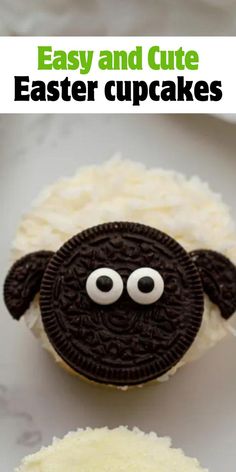 an easy and cute easter cupcake with oreo eyes