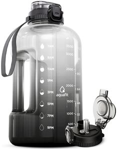 a black and white photo of a water bottle with thermometer attached to it