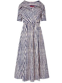 Stripes Cotton Dress, Ralph Lauren Striped Dress, Black And White Striped Dress Outfit, A Line Cotton Dress, A Line Dresses For Women, White Blue Dress, Black And White Striped Dress, Stripes Dress, Midi Dress White