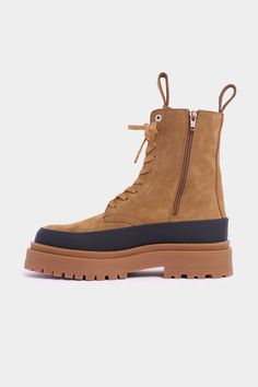 Peace Walker Suede Tobacco | STUTTERHEIM US Boot Fits, Fashion Shops, Girly Shoes, Comfortable Boots, Logo Label, Walker Boots, The Peace, Crazy Shoes, Mid Calf Boots