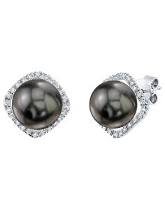 Tahitian South Sea Pearl & Diamond Ella Earrings Teacup Designs, Tahitian Pearls Jewelry, Pearl Earrings Designs, Classic Pearl Earrings, Tahitian Pearl Earrings, Black Pearls, Gold Pearl Earrings, Sea Pearl, Pearl Hoop Earrings