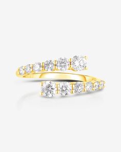 Why We Love It: Inspired by our best-selling Open Diamond Wrap Ring, 12 graduated round-cut diamonds cross over the finger creating brilliant sparkle from every angle. Diamond Wrap Ring, Ring Concierge, Necklace Length Guide, Bracelet Size Chart, Kids Rings, Wrap Ring, Kids Earrings, Diamond Cross, Cross Ring