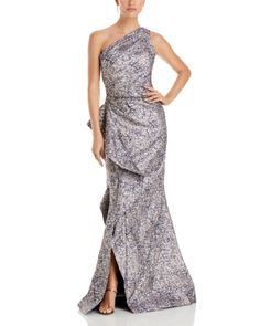 Teri Jon by Rickie Freeman Metallic Jacquard One Shoulder Gown Teri Jon, One Shoulder Gown, Pink Lilac, Lilac, One Shoulder, Pick Up, In Store, Buy Online, Pink