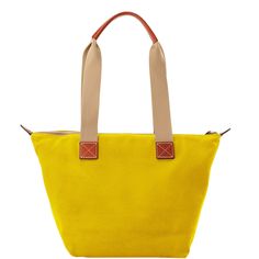 A Total Classic  A classic silhouette meets iconic lightweight Italian cotton canvas in this casual carryall, perfect for warm weather adventures and more. Casual Canvas-lined Shoulder Bag For Weekend, Casual Shoulder Bag With Canvas Lining For Weekend, Weekend Shoulder Bag With Canvas Lining, Canvas Shoulder Bag With Leather Handles For Weekend, Casual Canvas Bag With Leather Handles For Weekend, Yellow Canvas Shoulder Bag With Double Handle, Yellow Canvas Shoulder Bag With Removable Pouch, Yellow Double Handle Canvas Shoulder Bag, Casual Yellow Canvas Bag