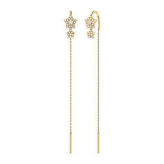 Feel electric and forget the world when you wear the Dazzling Star Duo Tack-In Earrings. Crafted in 925 Sterling Silver, these tack-in drop earrings feature 0.21 carats of 100% natural, genuine diamonds. These stunning earrings use a cable chain and are plated in 14K Yellow Gold Vermeil, which gives them a long-lasting shelf-life. The earrings are 6.6mm wide and 71mm long from the ear lobe.These earrings are beautifully presented with the inspirational poem 'Dreamer' written by the LMJ founder & Diamond Drop Earrings, Stunning Earrings, Silver Diamonds, 14kt Gold, Shelf Life, Cable Chain, Gold Vermeil, Jewelry Earrings Dangle, Metallic Silver