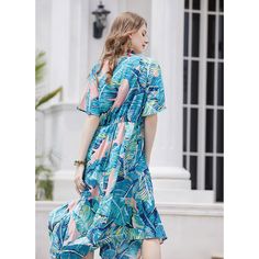 Beach Vacation Irregular Print V-Neck Chiffon Plus Dress  Material: 100%Polyester  Size: XL, 2XL, 3XL, 4XL Color: Blue  Season: Spring, Autumn, Summer   Occasion: Leisure, Outdoor, Daily, Vacation, Beach Vacation Summer Short Sleeve Chiffon Dress For Vacation, Summer Chiffon Dress With Short Sleeves For Vacation, Flowy Chiffon Short Sleeve Dress For Vacation, Flowy Chiffon Dress With Short Sleeves For Vacation, Blue Chiffon Midi Dress For Beach, Blue Chiffon Midi Dress For The Beach, Casual Blue Midi Chiffon Dress, Casual Short Sleeve Chiffon Dress For Vacation, Casual Blue Chiffon Midi Dress