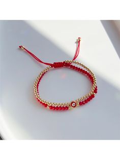 18k Gold Plated Eye Design Multi-layer Beaded Bracelet Red    Copper     Women Fashion Jewelry, size features are:Bust: ,Length: ,Sleeve Length: Red Bead Bracelet Ideas, Red Bracelet Ideas, Red Beaded Bracelet, Red Bracelet, Bracelets Handmade Diy, Red Copper, Red Bracelets, Watches Women Fashion, Jewelry Photography