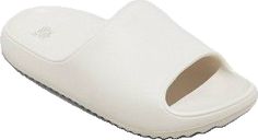 Casual White Synthetic Jelly Sandals, White Slip-resistant Sandals For Spring, White Slip-resistant Slide Sandals, White Slip-on Sandals With Arch Support, White Open Toe Flip Flops With Arch Support, White Slide Jelly Sandals For Beach, White Slip-resistant Synthetic Sport Sandals, White Beach Slippers With Arch Support, White Non-slip Slide Flip Flops