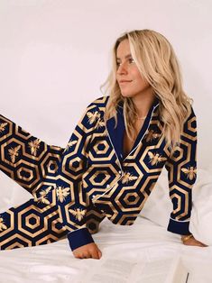 Luxury 3/4 Sleeve Festive Sets, Luxury Loungewear Nordstrom, Luxury Cambric Sets For Festive Season, Luxury Elegant Holiday Sets, Women Long Sleeve Pajama Set, Womens Pajamas Set Nordstrom, Luxury Long Sleeve Sleepwear For Relaxation, Luxury Women's Lounging Sets, Black And Gold Pajamas