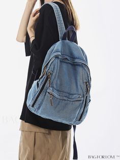 BagForLove - Stylish & Spacious Womens Backpack: Ideal for Students and Outdoor Enthusiasts Trendy Blue Backpack For Daily Use, Casual Softback Bag With Zipper Closure, Everyday Denim Blue Backpack, Denim Blue Shoulder Bag For School In Summer, Summer Denim Blue Shoulder Bag For School, Trendy Blue Backpack With Large Capacity, Denim Blue Summer Shoulder Bag For School, Denim Blue Backpack, Casual Blue Shoulder Bag For Back To School