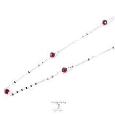 This red garnet choker necklace feature solid 925 sterling silver twist chain and 4 mm faceted red garnet beads. Add this elegant silver red garnet choker necklace to your everyday fine jewelry collection or as a gift for your loved one. Length: 15 + 1.5 inches The red garnet choker necklace can be wore as layer necklace with the lariat red garnet necklace. Jewelry Care: See more information about how to care for your jewelry here. Shipping Policy: Orders will be shipped within 1-3 business days. Economy shipping will take 7-14 days to arrive and standard shipping is 1- 4 days for U.S. orders. International shipping time is depended on the country and per shipping method. Shipping cost will be calculated at check out.For more details, see our Shipping Policy. Return Policy: Free return wit Sterling Silver Choker With Delicate Chain For Gift, Sterling Silver Crystal Necklace With Faceted Beads For Gift, Garnet Round Beads Jewelry For Gifts, Garnet Jewelry With Round Beads For Gifts, Garnet Jewelry With Faceted Beads For Gift, Garnet Jewelry With Faceted Beads As A Gift, Gift Jewelry With Garnet And Faceted Beads, Gift Jewelry With Faceted Garnet Beads, Elegant Red Delicate Chain Necklace