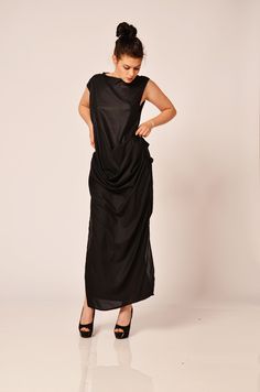 Women Black Dress, Maxi Dress Women, Plus Size Clothing ♛ All of Rosche's pieces are created with the sole purpose that YOU feel beautiful! Enjoy unique details in combination with high-quality materials every day and make an statement every place you go! ♛ Perfect for every occasion! ♛ Sizes: XS-4XL ♛ Materials & Care: Chiffon ♛ Delivery: ✈ Ready to ship in 3-5 business days. Priority shipping is used for all our packages: STANDART shipping estimated time for delivery: * Shipping to USA &am Pre-draped Chiffon Party Dress, Formal Black Silk Chiffon Maxi Dress, Chic Black Silk Chiffon Maxi Dress, Black Silk Chiffon Party Maxi Dress, Black Pre-draped Evening Dress For Wedding, Black Silk Chiffon Maxi Evening Dress, Black Draped Prom Dress, Black Sleeveless Chiffon Evening Dress, Sleeveless Black Chiffon Evening Dress