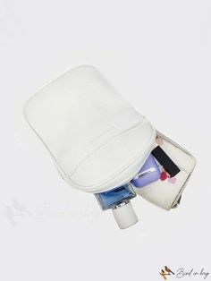 BirdinBag - Y2K Fashionable PU Waist Belt Bag - The Ultimate Outdoor Accessory for Trendy Girls White Bucket Box Bag For Travel, Large Capacity White Pouch For Everyday Use, White Crossbody Pouch For Daily Use, White Travel Cosmetic Bag With Removable Pouch, Portable Shoulder Cosmetic Bag For Everyday Use, Large Capacity White Travel Pouch, White Portable Pouch Bag, Portable White Pouch Bag, White Shoulder Pouch For Daily Use