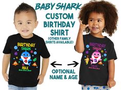 Custom Birthday shirt in Toddler, Youth or Adult sizes. Customize the birthday shirt design with age and/or name. If you need to order more than one shirt, just select your first shirt and then total quantity, enter info for size and design in personalization section OR message me details. Ordering multiple select the smallest size first, you will get the cheapest price on each shirt despite higher cost. Made on soft ring spun black shirt. Digitally printed with water based inks. All shirts are Birthday Shirt Design, Grumpy Care Bear, Custom Birthday Shirts, Birthday Party Shirt, Soft Ring, Custom Birthday, Baby Shark, Baby Star, Birthday Shirt