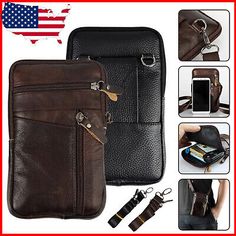 Premium Quality Leather Crossbody Phone Bag Shoulder Purse Men Belt Holster Travel Waist Pouch, Fashion mens bags Portable Brown Phone Bag For Outdoor, Brown Outdoor Phone Bag, Casual Brown Phone Bag For Outdoor, Casual Phone Bag With Pockets For Outdoor, Black Phone Bag With Pockets For Outdoor, Black Outdoor Phone Bag With Pockets, Rectangular Brown Chest Bag With Pockets, Black Phone Bag With Anti-theft Pocket For Everyday, Black Rectangular Phone Bag With Anti-theft Pocket