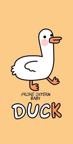 a cartoon duck with the words, frolic - ostern baby duck