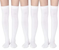 PRICES MAY VARY. PERFECT FIT - Our over the knee socks measure 20.8in to 22.5in from heel to stocking welt,length of the whole socks 26.5in to 28.2in (No Streched).One size fit most women even if you have thick thighs，you can refer to the picture introduction or reviews FUNCTION - They’re a nice sock material with soft COTTON FEEL, not super THICK but not thin.The black white over the knee socks are warm, breathable, shaping, absorb sweat,beautiful body & thin leg,cosplay and solid enuf to stay White Thigh High Socks, Socks Thigh High, White Knee High Socks, White Thigh Highs, Group Outfits, Over Knee Socks, Over The Knee Socks, Thigh High Socks, Beautiful Body