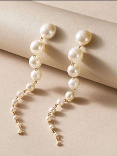 Stylish and Gorgeous Long Pearl Earrings, Winter Jewelry, Pearl Earrings Wedding, Wedding Earrings Drop, Faux Pearl Earrings, Long Drop Earrings, Gold Pearl Earrings, Long Dangle Earrings, Pearl Earrings Dangle