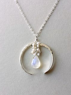 Crescent Moon Necklace Half Moon Moonstone by BellaAnelaJewelry Fae Dress, Celestial Goddess, Mystical Jewelry, Necklace Moon, Bar Jewelry, Crescent Moon Necklace, Bracelet Diy, Celestial Jewelry, Bohemian Necklace